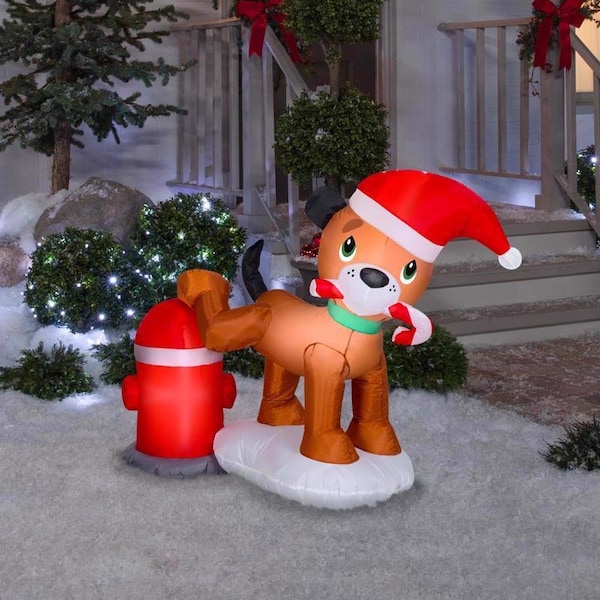 Gemmy Airblown LED 3.5 ft. Dog with Fire Hydrant Scene Inflatable 116509